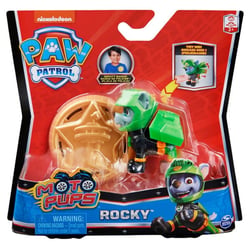 Pat patrouille rocky avec sac a dos et badge - figurine chien - paw patrol moto pups - spin master - 20130054