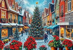 Puzzle 1000 pièces - Shopping  de Noël sur la Place - Bluebird Puzzle