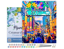 Peinture par Numéro Figured'Art avec Cadre - Tokyo Harajuku - Kit de Loisir Créatif DIY Numéro d'Art Complet - 40x50cm toile tendue sur châssis