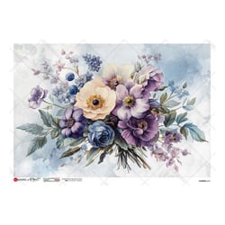 1 feuille de papier de riz 22.5 x 32 cm découpage collage Paper Designs BOUQUET DE FLEURS 0431