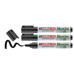 Lot de 3 marqueurs permanents pointe biseautée 1-5 mm - EDDING - EcoLine - Noir