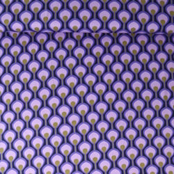Tissu Viscose extensible Cléa œil de paon Mauve sur fond Bleu marine