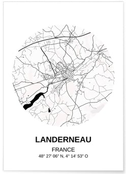 Affiche Carte Landerneau | A3 : 29,7x42cm