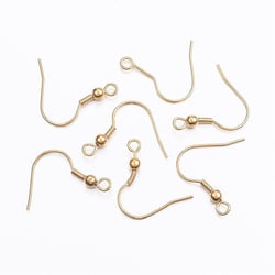 10 CROCHETS BOUCLES D'OREILLES metal dore 20 mm Acier Inoxydable 304 plaqué or 24 k - bijoux perles