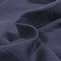 Tissu Double gaze de coton uni Bleu marine