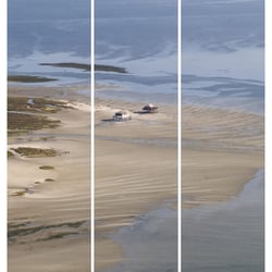 Triptyque sur toile cabanes bassin 90x97 cm