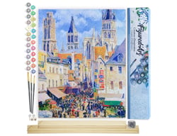 Peinture par Numéro Figured'Art - Rue de l'Épicerie, Rouen - Camille Pissarro - Kit de Loisir Créatif DIY Numéro d'Art Complet - 40x50cm toile roulée + châssis en bois à monter
