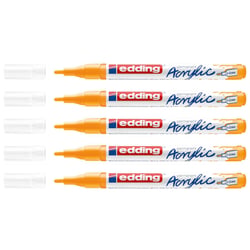 Lot de 5 marqueurs peinture acrylique pointe fine - EDDING - Jaune soleil - 1-2 mm