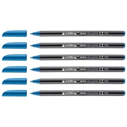 Lot de 6 feutres de coloriage pointe fine 1 mm - EDDING - Bleu clair - 1200