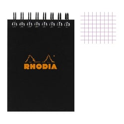 Bloc notes - 7,5 x 10,5 cm - Petits Carreaux - 80 feuilles - Noir - Avec spirale - Rhodia