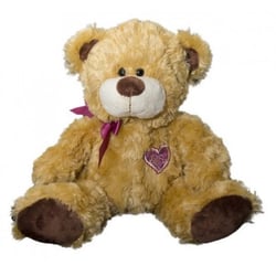 Peluche ours avec ruban rose 36 cm - wild planet - k7536