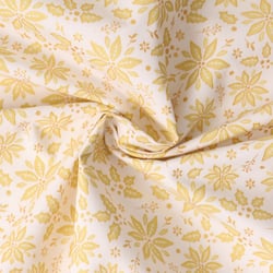 Tissu Coton imprimé Flocons dorés de noël sur fond Ecru