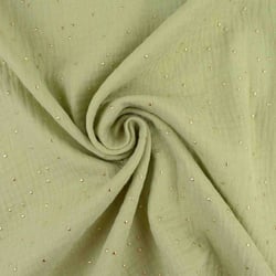 Coupon de tissu double gaze de coton, Pois Or Glitter - Laize : 130 cm