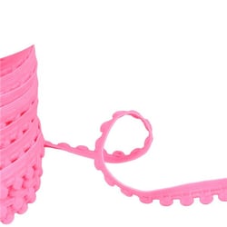 Elastique à pompons 13mm rose fluo au mètre