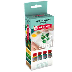 Set 4 x 30 ml - Peinture Talens Art Creation Verre & Porcelaine - Vert doré - Opaque.