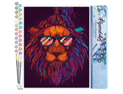 Peinture par Numéro Figured'Art - Lion à lunettes - Kit de Loisir Créatif DIY Numéro d'Art Complet - 40x50cm sans châssis en bois