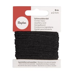 Cordon bijou, noir, ø 2 mm, 9 m