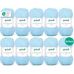 10 pelotes de laine - Bleu clair - 8 - 100% acrylique - 3,5/4,5 mm - Gründl - Lisa Premium