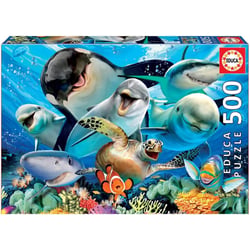 Puzzle - 500 pièces - Selfie sous l'eau - Dauphins - Requin - Orque - Tortue