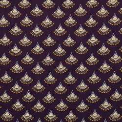 Tissu Velours milleraies Éventail brillant doré sur fond Violet