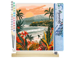 Peinture par Numéro Figured'Art - Plage tropicale - Kit de Loisir Créatif DIY Numéro d'Art Complet - 40x50cm toile roulée + châssis en bois à monter