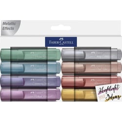 8 surligneurs - Bleu, vert, rose, rouge, violet, gris, jaune - Métallisée - Mine biseautée - Faber-Castell