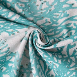 Tissu Toile de Coton Calédonie turquoise sur fond Naturel