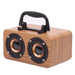 Enceinte Bluetooth Retro Bois Son Subwoofer Puissant Autonomie Longue Durée Jaune YONIS