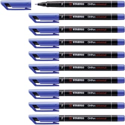 Lot de 10 stylos-feutres permanents pointe fine 0,7 mm STABILO OHPen bleu