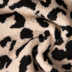 Tissu Bouclettes imprimé Léopard sur fond Ecru