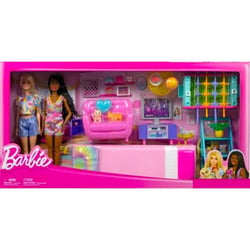 Barbie le grand séjour + la chambre à couché + 22 accessoires + 2 poupées mannequins - mattel - hyt64