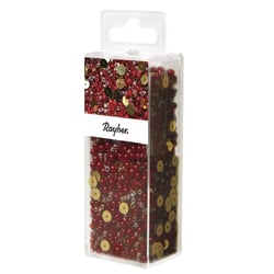 Mix paillettes et perles en verre + fil, rouge classique, 80g mix et fil 50mx0,3mm