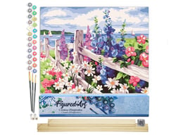 Peinture par Numéro Figured'Art - Haie de Fleurs - Kit de Loisir Créatif DIY Numéro d'Art Complet - 40x50cm toile roulée + châssis en bois à monter