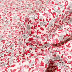 Tissu Coton enduit Léonie gris et rouge sur fond Blanc cassé - Au mètre