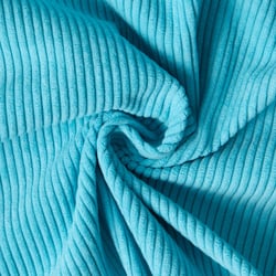 Tissu Velours d'ameublement côtelé Emy uni Bleu turquoise