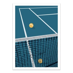 Affiche 30x40 cm - Filet Tennis Bleu - LPX Illustration
