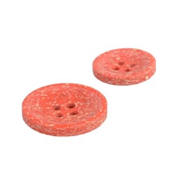 Lot de 6 boutons rond écorces de riz 4 trous rouge