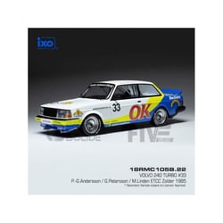 Voiture Miniature de Collection - IXO - VOLVO 240 Turbo - Zolder 1985 - Blanc/Bleu/Jaune