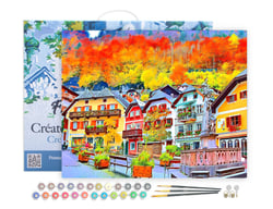 Peinture par Numéro Figured'Art avec Cadre - Village Suisse coloré - Kit de Loisir Créatif DIY Numéro d'Art - 40x50cm toile tendue sur châssis