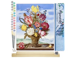 Peinture par Numéro Figured'Art - Bouquet de Fleurs - Ambrosius Bosschaert - Kit de Loisir Créatif DIY Numéro d'Art Complet - 40x50cm toile roulée + châssis en bois à monter