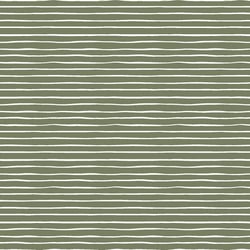 Tissu Jersey Coton Rayé blanc sur fond Vert kaki