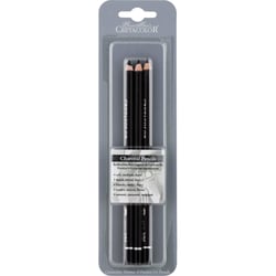 Crayons fusains - Noir - 3 duretés soft, médium et hard - Dessin, esquisse - Cretacolor