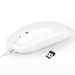 Souris Bluetooth Sans Fil Rechargeable Ultra Fine et Silencieuse Or Blanc YONIS