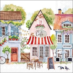 Lot de 4 serviettes en papier découpage collage 33 cm COTTAGES D 106 XL