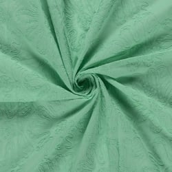 Tissu Coton brodé Adriana grandes fleurs sur fond Vert