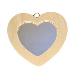 Miroir en bois coeur 12 x 10 cm intérieur 8 cm
