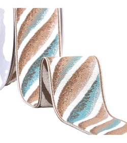 Bobine 24m galon jacquard vagues 58mm bleu/marron