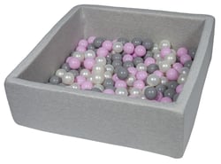 Piscine à balles pour enfant, 90x90 cm, Aire de jeu + 150 balles perle, rose clair, gris - Velinda