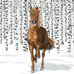Lot de 4 serviettes en papier découpage collage 33 cm CHEVAL FORET NEIGE A 308