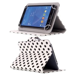 Housse Universelle Tablette Tactile 7 Pouces Blanc À Pois Noirs Rabat Pression YONIS